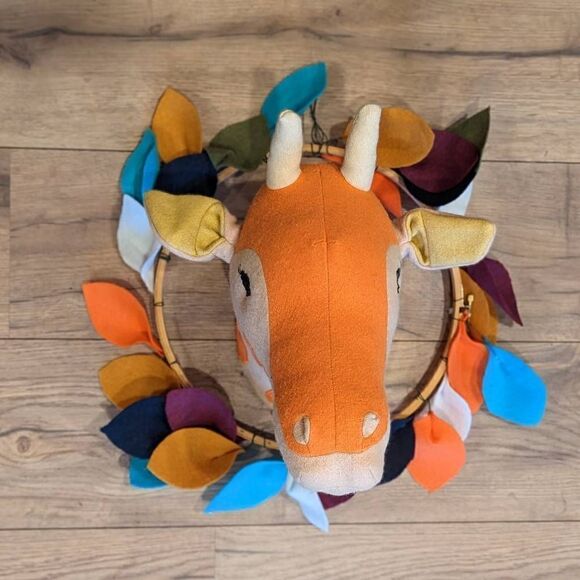 Stuffed 3D Giraffe Head Wall Hanging Handmade Wreath Kids Decor - Picture 2 of 8